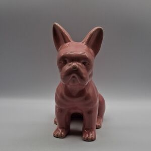 Ceramic Pink Bull Dog Figurine Planter